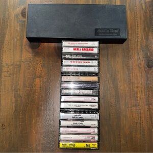 Lot Of 15 Vintage Cassette Tales With Vintage Cassette Tape Holder All Tested